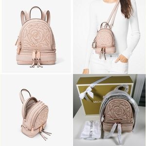 rhea mini rose studded leather backpack